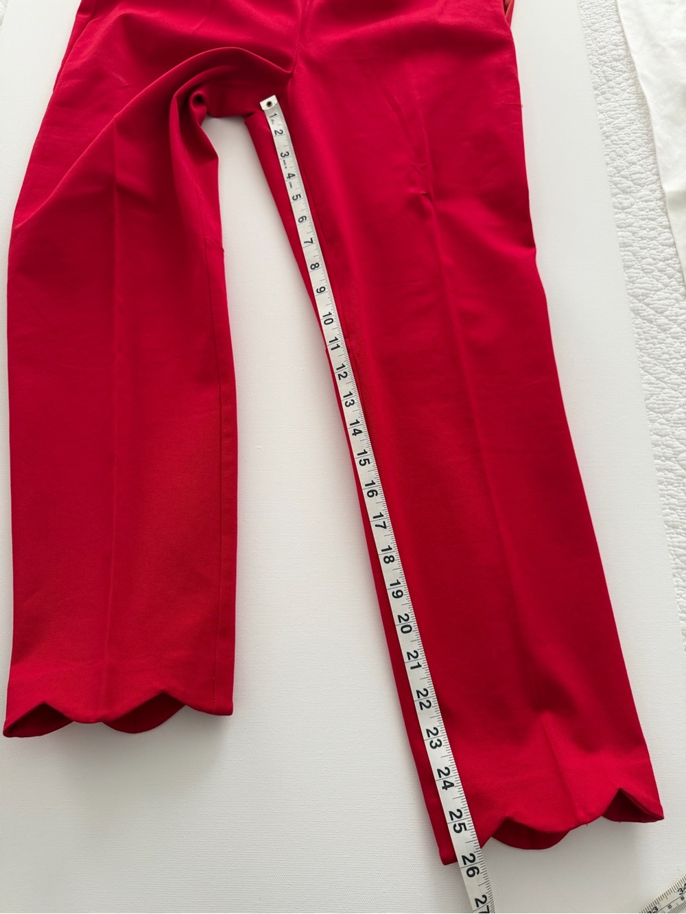 J. Crew Bright Red Scallop-Hem Dress Pants - Picture 3 of 3